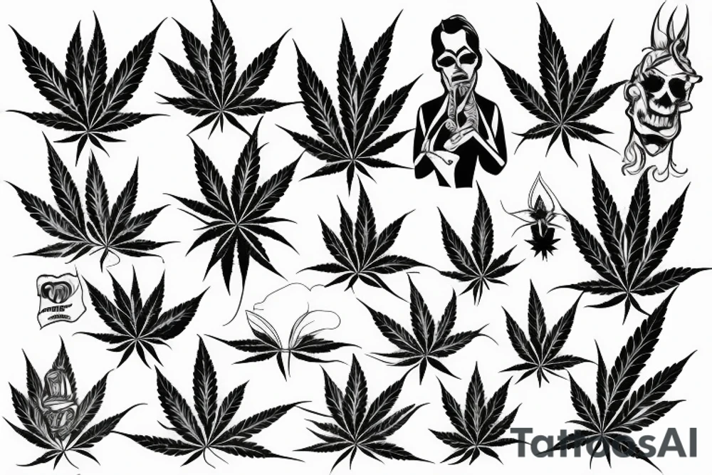 satan smoking cannabis sativa tattoo idea