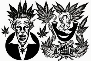 satan smoking cannabis sativa tattoo idea