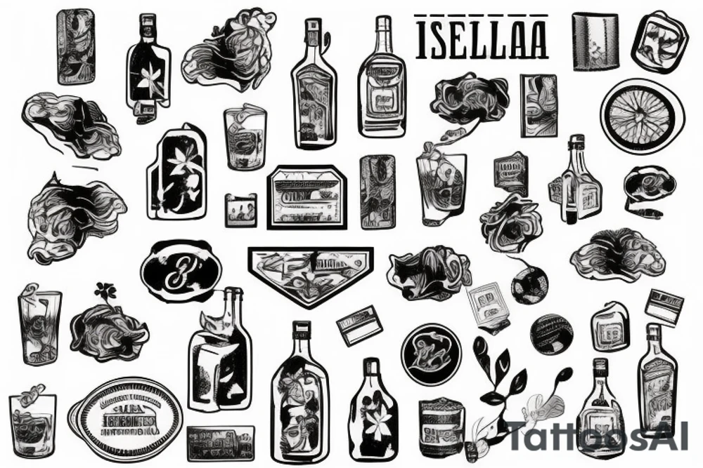 Italian stamp with Aperol drink tattoo idea