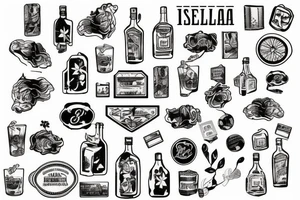 Italian stamp with Aperol drink tattoo idea