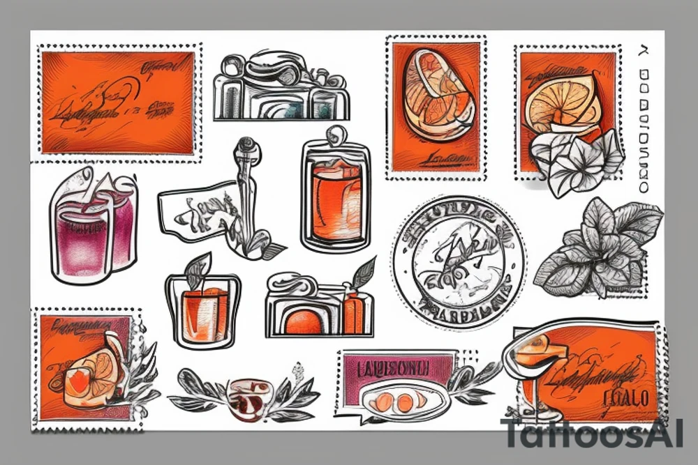 Italian stamp with Aperol tattoo idea