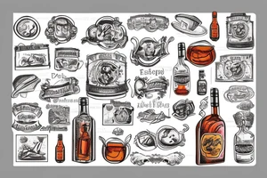 old stamp with aperol bottle Italian tattoo idea