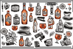 old stamp with aperol bottle Italian tattoo idea