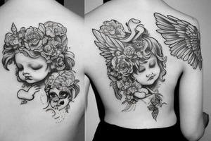 A cherub covering it's eyes tattoo idea