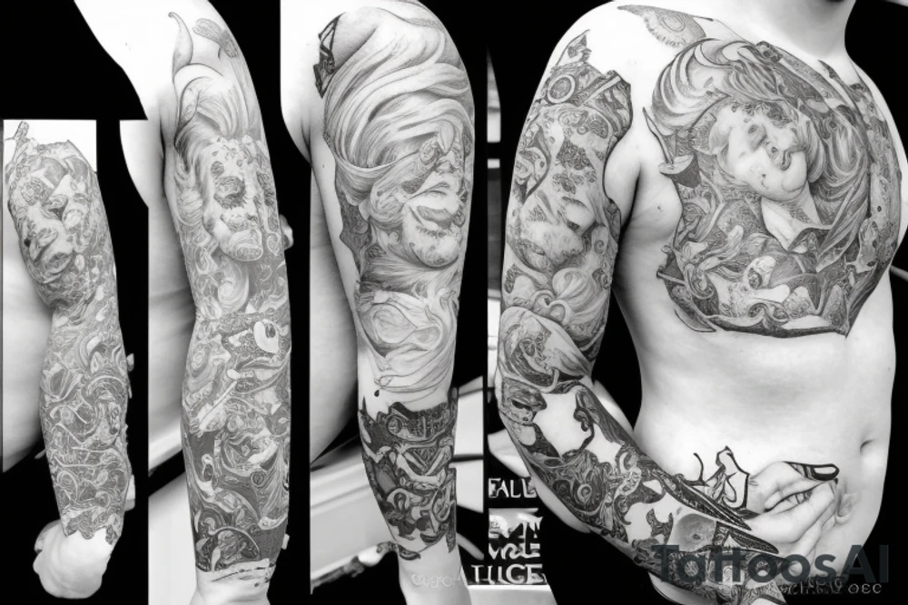 A male cherub covering it's eyes with his arm tattoo idea