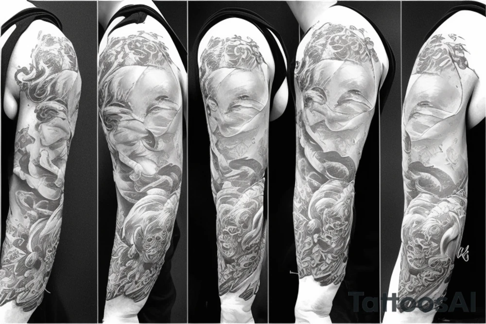 A male cherub covering it's eyes with his arm tattoo idea