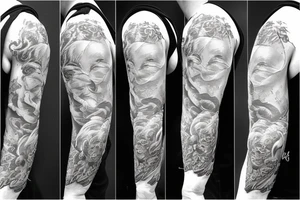 A male cherub covering it's eyes with his arm tattoo idea