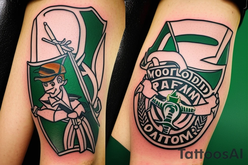 Portland Timbers logo with Morton salt girl tattoo idea