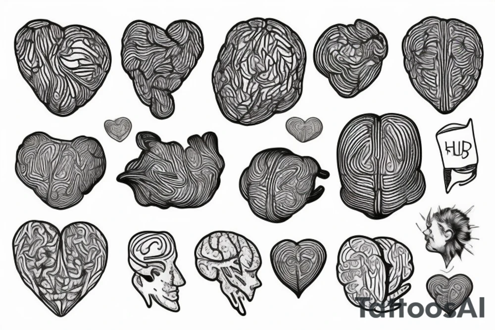 Heart with brain and body tattoo idea