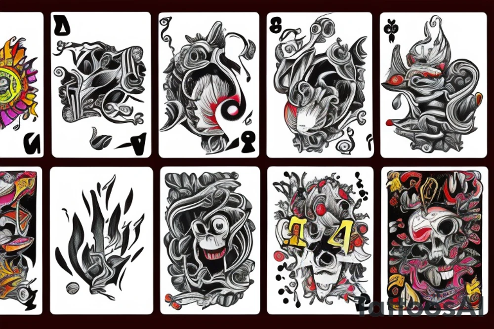 4 Falling Uno Cards With The Number 1 tattoo idea