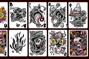 4 Falling Uno Cards With The Number 1 tattoo idea