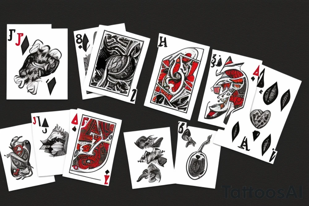 4 Falling Uno Cards With The Number 1 tattoo idea