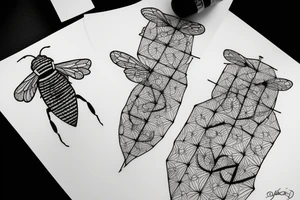 Octagon honey bees minimal tattoo idea