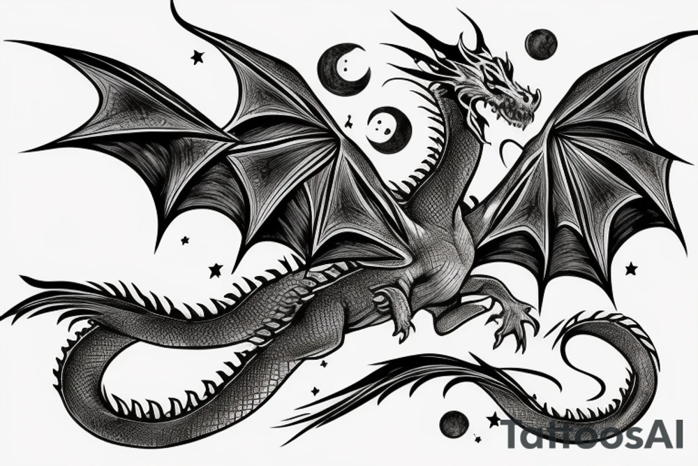 Dragon flying through space tattoo idea
