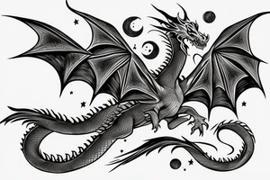 Dragon flying through space tattoo idea
