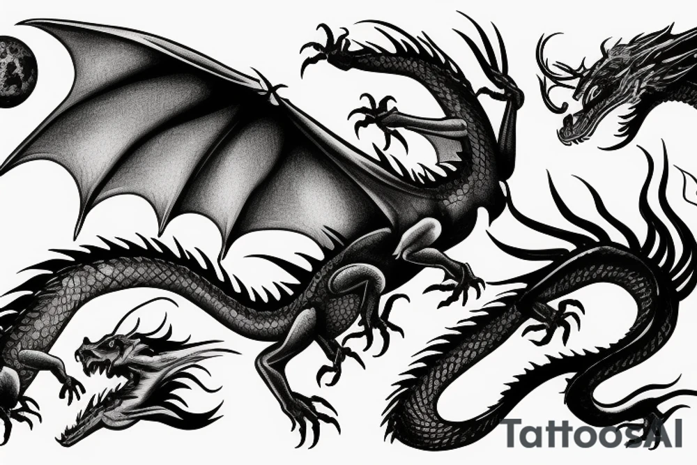 Dragon flying through space tattoo idea