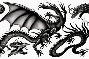 Dragon flying through space tattoo idea