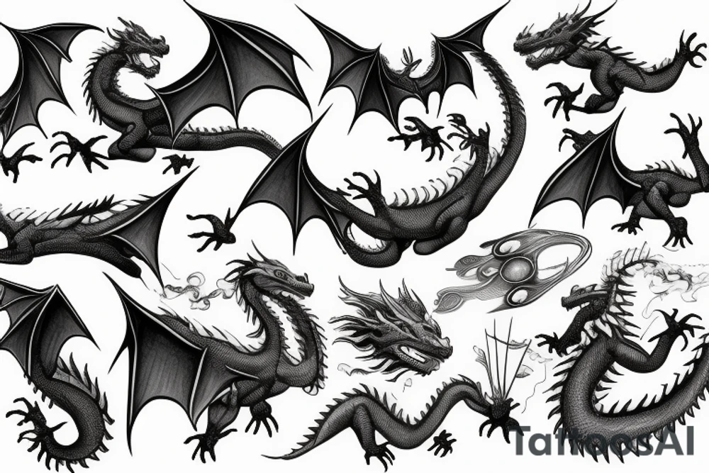 Dragon flying through space tattoo idea