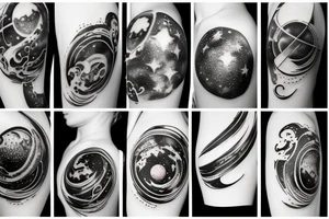 Galaxy with planets and dragons tattoo idea