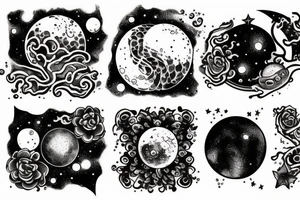 Galaxy with planets and dragons tattoo idea