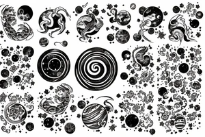 Galaxy with planets and dragons tattoo idea