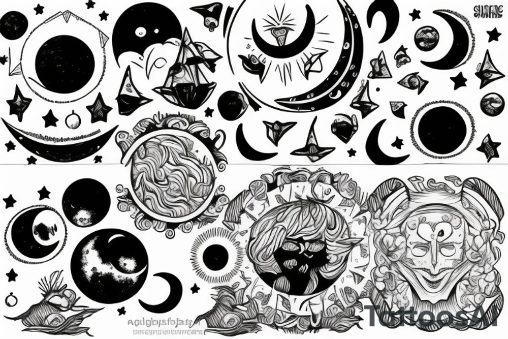 Moon hugs the sun tattoo idea