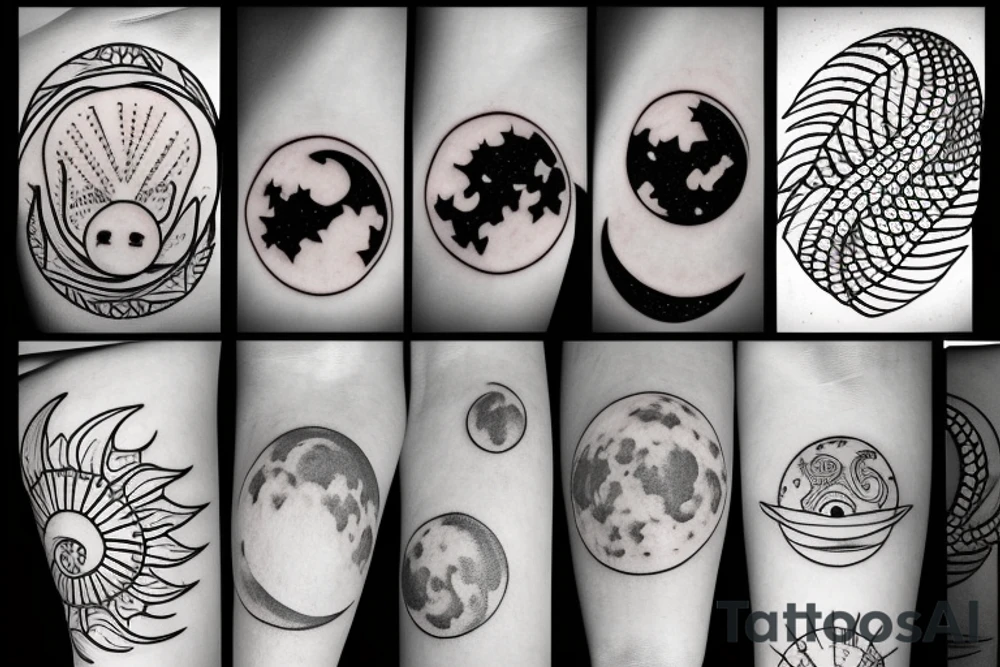 Moon hugs the sun tattoo idea