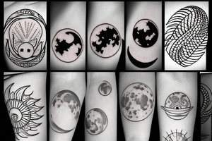 Moon hugs the sun tattoo idea