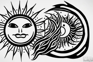 Moon hugs the sun tattoo idea