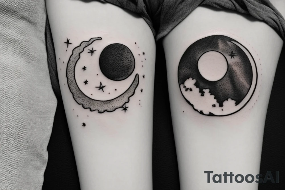 Moon hugs the sun tattoo idea
