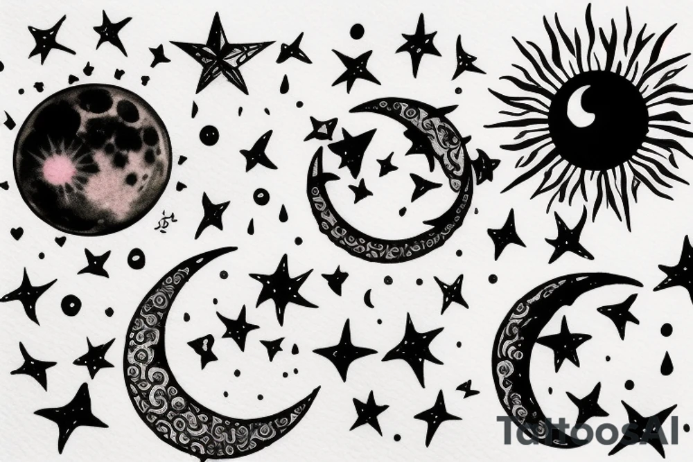Moon hugs the sun tattoo idea