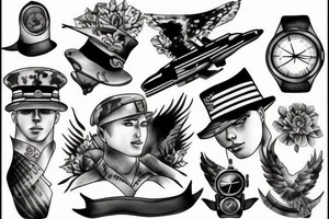 Military young man watch the sunset tattoo idea
