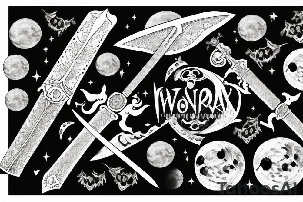 a sword with veins wrapped around it with a moon at the top tattoo idea