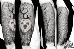 Bear with antlers tattoo idea