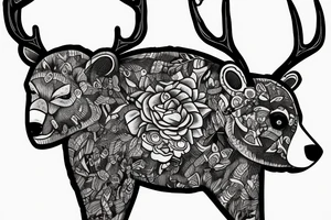 Bear with antlers tattoo idea