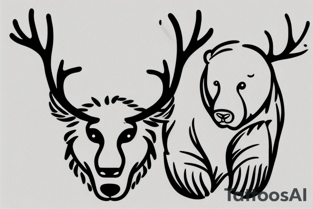 Bear with antlers tattoo idea