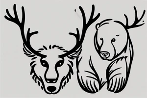 Bear with antlers tattoo idea