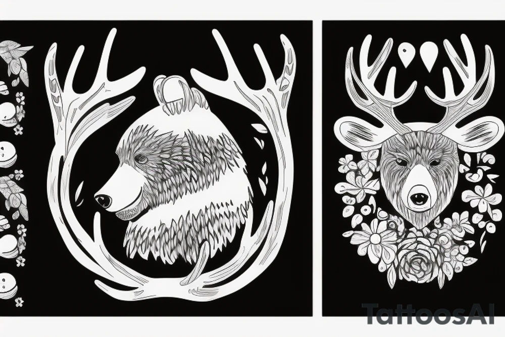 Bear with antlers tattoo idea