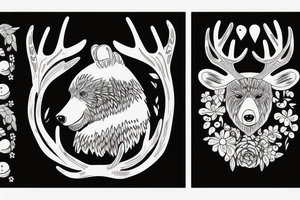 Bear with antlers tattoo idea