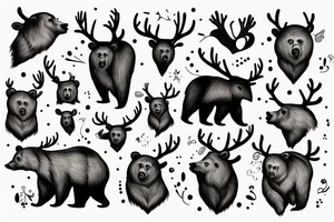 Bear with antlers tattoo idea