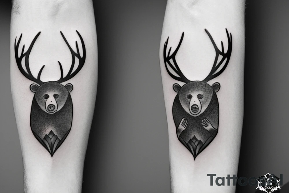 Bear with antlers tattoo idea