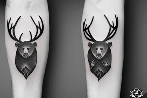 Bear with antlers tattoo idea