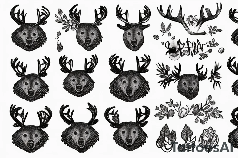 Bear with antlers tattoo idea