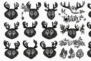Bear with antlers tattoo idea