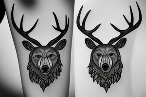 Bear with antlers tattoo idea
