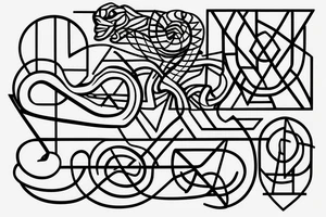 The golden ratio with snake and geometric shapes and lines tattoo idea