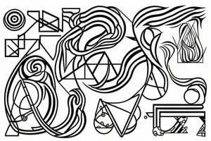 The golden ratio with snake and geometric shapes and lines tattoo idea