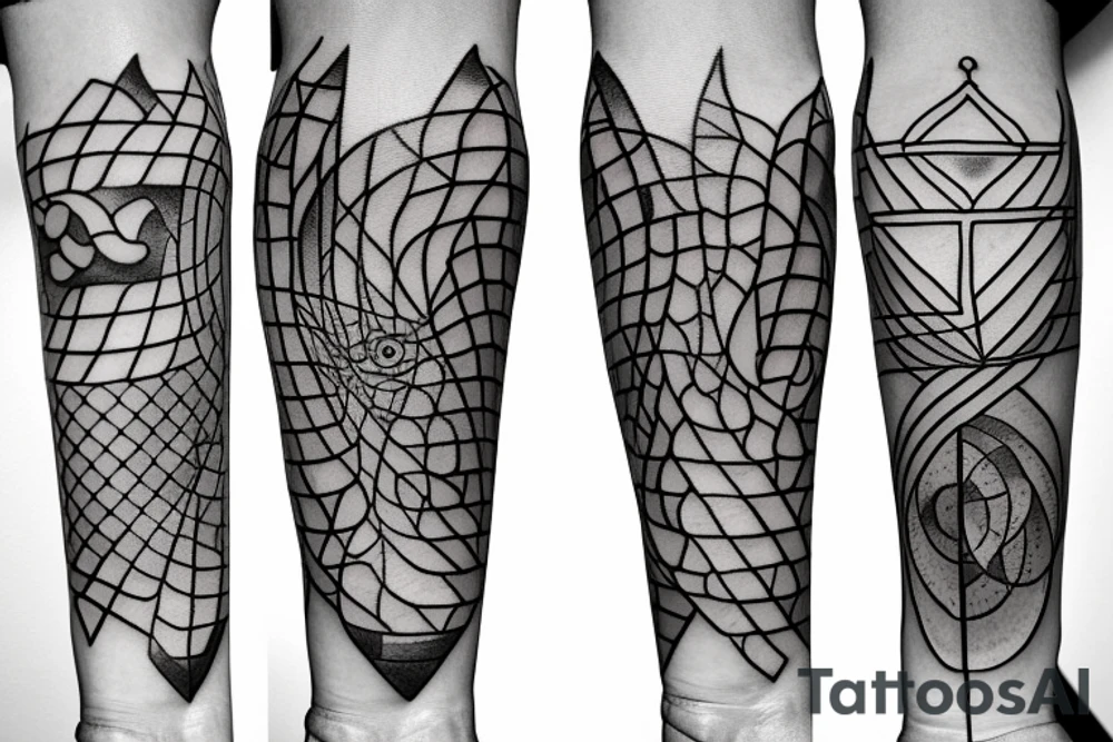 The golden ratio with snake and geometric shapes tattoo idea