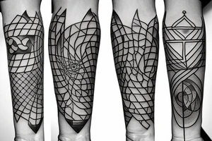 The golden ratio with snake and geometric shapes tattoo idea