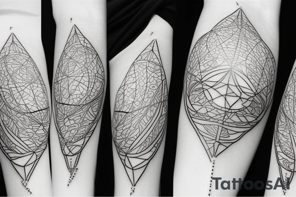 The golden ratio with bird and geometric shapes tattoo idea